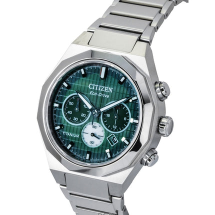 Citizen Zenshin Senkei Chronograph Super Titanium Green Dial Eco-Drive CA4691-59X 100M Men's Watch