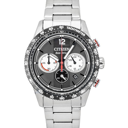 Citizen Eco-Drive Chronograph Analog Stainless Steel Black Dial Solar CA4714-55E 100M Men's Watch
