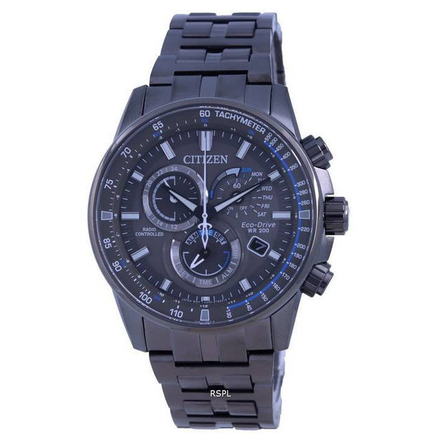 Citizen PCAT Black Dial Radio Controlled Chronograph Atomic Eco-Drive CB5887-55H 200M Mens Watch