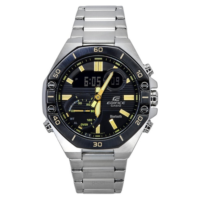 Casio Edifice Analog Digital Smartphone Link Stainless Steel Black Dial Quartz ECB-10DB-1A9 100M Men's Watch