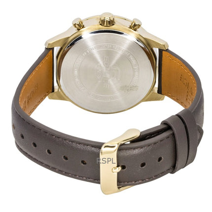 Casio Edifice Analog Chronograph Leather Strap Brown Dial Quartz EFR-575CL-5A 100M Men's Watch