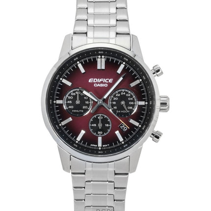 Casio Edifice Analog Chronograph Stainless Steel Red Dial Quartz EFR-575D-4A 100M Men's Watch