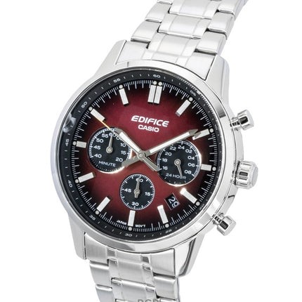 Casio Edifice Analog Chronograph Stainless Steel Red Dial Quartz EFR-575D-4A 100M Men's Watch
