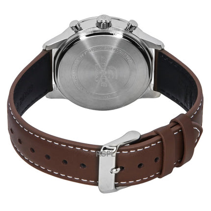 Casio Edifice Analog Chronograph Leather Strap Cream Dial Quartz EFR-575L-7A 100M Men's Watch