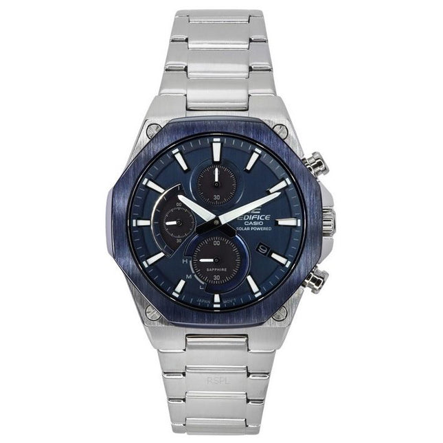 Casio Edifice Analog Slim Line With Sapphire Crystal Chronograph Blue Dial Solar EFS-S570DB-2A 100M Mens Watch