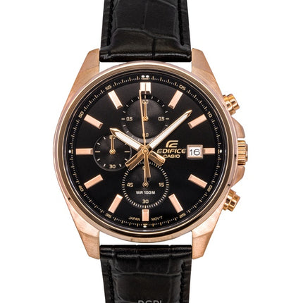 Casio Edifice Analog Standard Chronograph Leather Strap Black Dial Quartz EFV-610ECL-1A 100M Men's Watch