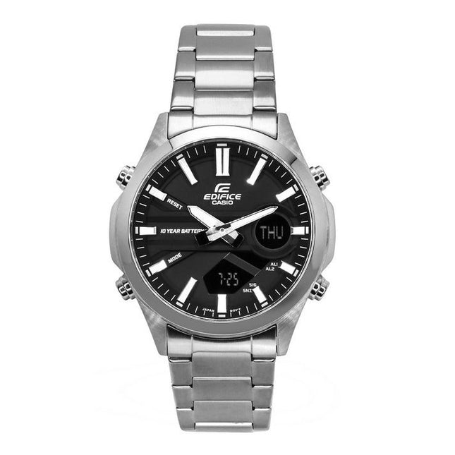 Casio Edifice Analog Digital Stainless Steel Black Dial Quartz EFV-C120D-1A 200M Men's Watch