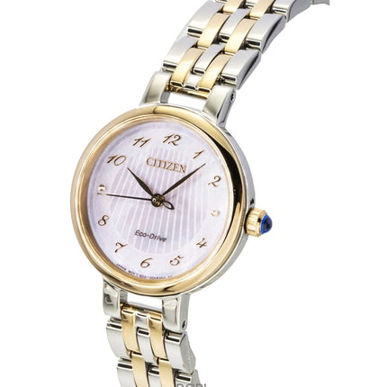 Citizen L Classic Two Tone Stainless Steel Mother Of Pearl Dial Eco-Drive EM0996-84Y Women's Watch