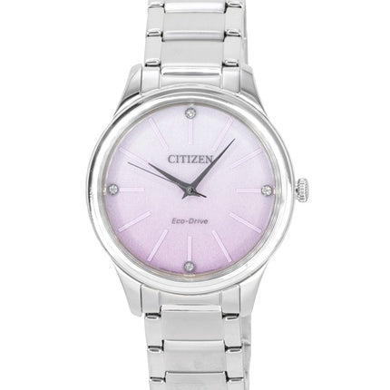 Citizen Eco-Drive  Analog Stainless Steel Pink Dial Solar EM1220-58X Women's Watch
