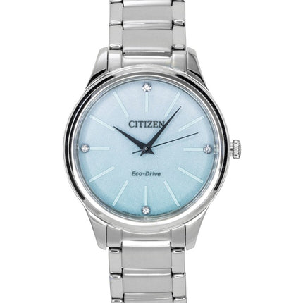Citizen Eco-Drive Analog Stainless Steel Ice Blue Dial Solar EM1220-58Y Women's Watch