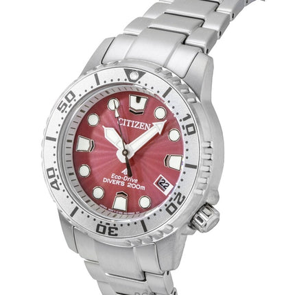 Citizen Promaster Dive Stainless Steel Red Dial Eco-Drive EO2027-50Z 200M Women's Watch