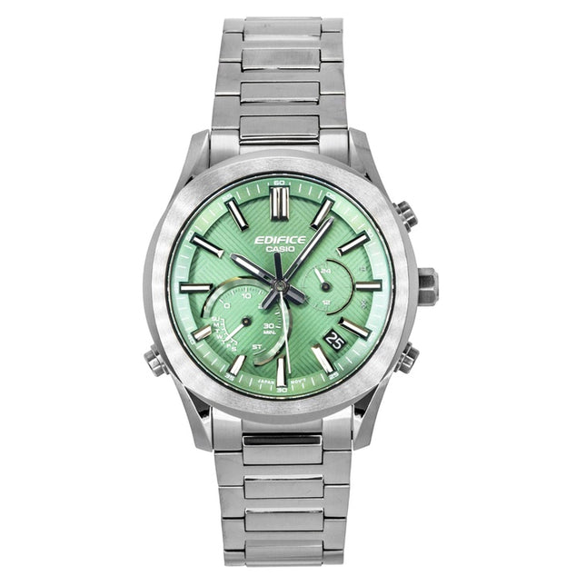 Casio Edifice Analog Chronograph Smartphone Link Green Dial Stainless Steel Solar EQB-1300DC-3A 100M Men's Watch