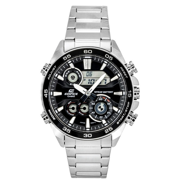 Casio Edifice Analog Digital Stainless Steel Black Dial Quartz ERA-130D-1A 100M Men's Watch