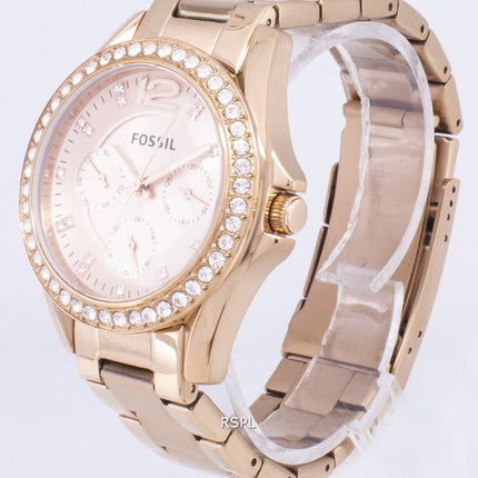 Fossil Riley Multifunction Crystal Rose Gold ES2811 Womens Watch