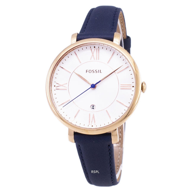 Fossil Jacqueline Silver Dial Navy Blue Leather ES3843 Womens Watch
