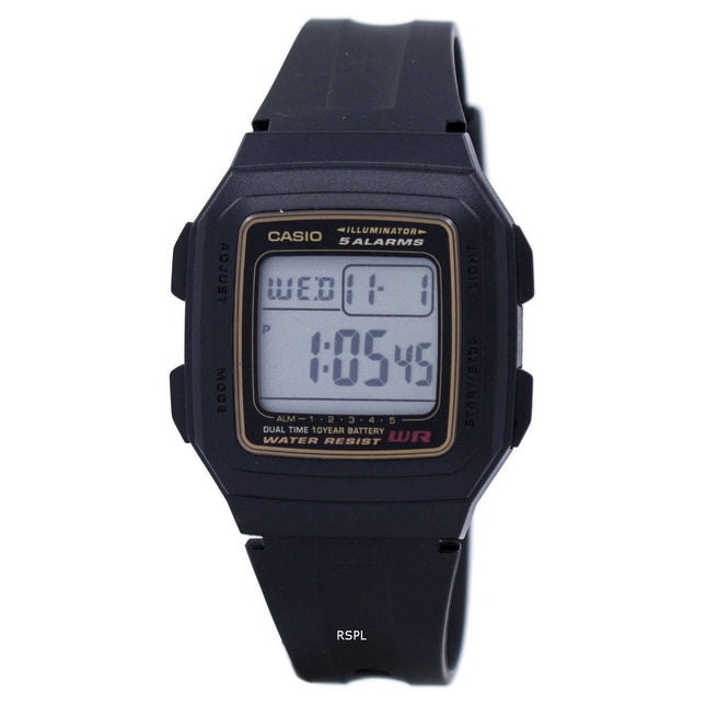 Casio Digital 5 Alarms Dual Time Illuminator F-201WA-9ADF F-201WA-9A Mens Watch