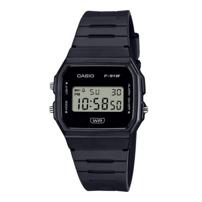 Casio POP Digital Black Bio Based Resin Strap Quartz F-91WB-1A Unisex Watch