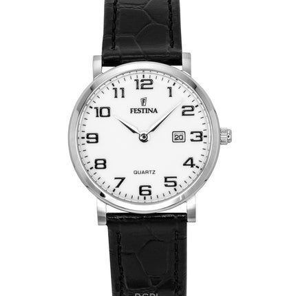 Festina Classic Leather Strap White Dial Quartz F16477-1 Women's Watch