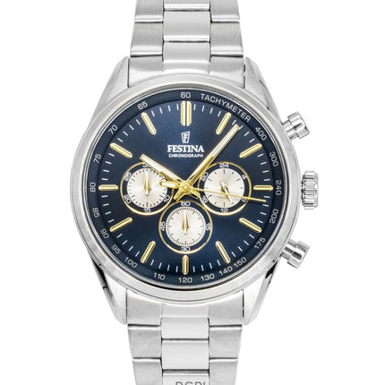 Festina Timeless Chronograph Stainless Steel Blue Dial Quartz F16820-C Men's Watch