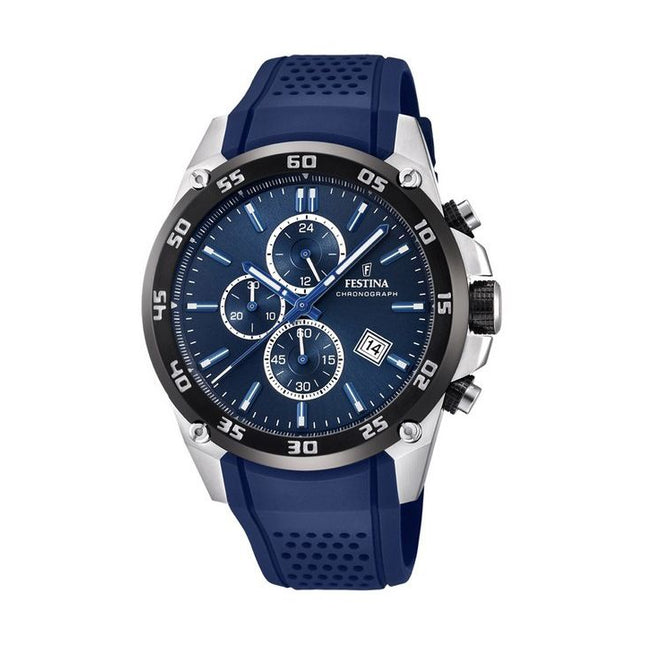 Festina The Originals Chronograph Rubber Strap Blue Dial Quartz F20330-2 100M Mens Watch