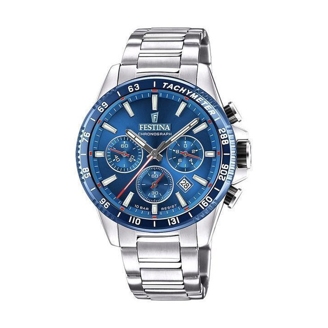 Festina Timeless Chronograph Stainless Steel Blue Dial Quartz F20560-3 100M Mens Watch