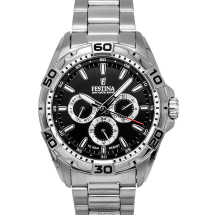 Festina Stainless Steel Multifunction Black Dial Quartz F20623-4 100M Men's Watch