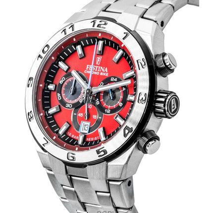 Festina Chrono Bike Chronograph Stainless Steel Red Dial Quartz F20670-5 100M Men's Watch
