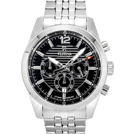 Festina Timeless Chronograph Stainless Steel Black Dial Quartz F20742-3 100M Men's Watch
