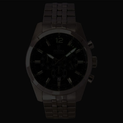 Festina Timeless Chronograph Stainless Steel Black Dial Quartz F20742-3 100M Men's Watch
