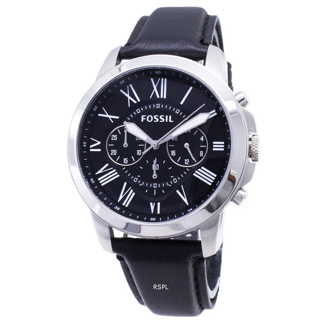 Fossil Grant Chronograph Black Leather Strap FS4812 Mens Watch