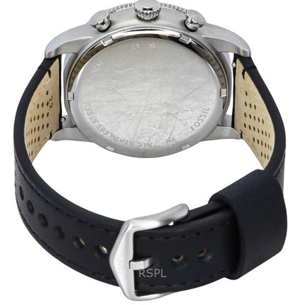 Fossil Sport Tourer Chronograph Leather Strap Red Dial Quartz FS6086 Men's Watch