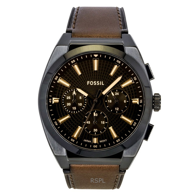 Fossil Everett Chronograph Leather Strap Brown Dial Quartz FS6108 Men's Watch