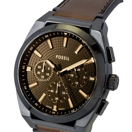 Fossil Everett Chronograph Leather Strap Brown Dial Quartz FS6108 Men's Watch
