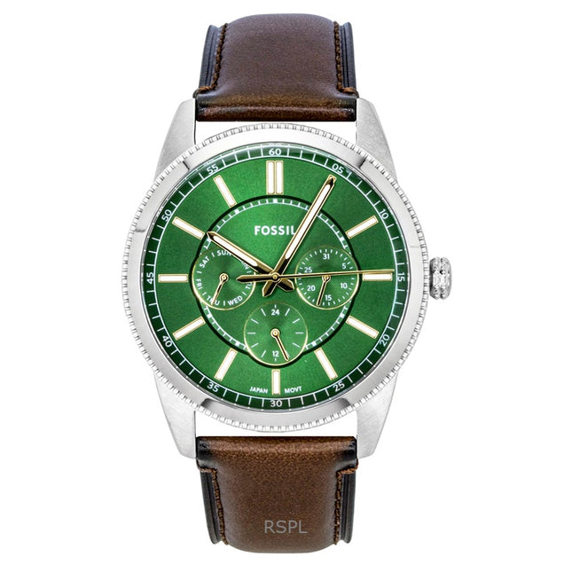 Fossil Pearson Multifunction Leather Strap Green Dial Quartz FS6137 Men's Watch