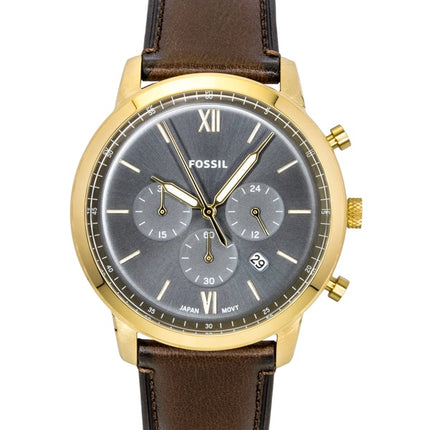 Fossil Neutra Chronograph Brown Leather Strap Blue Dial Quartz FS6162 Men's Watch