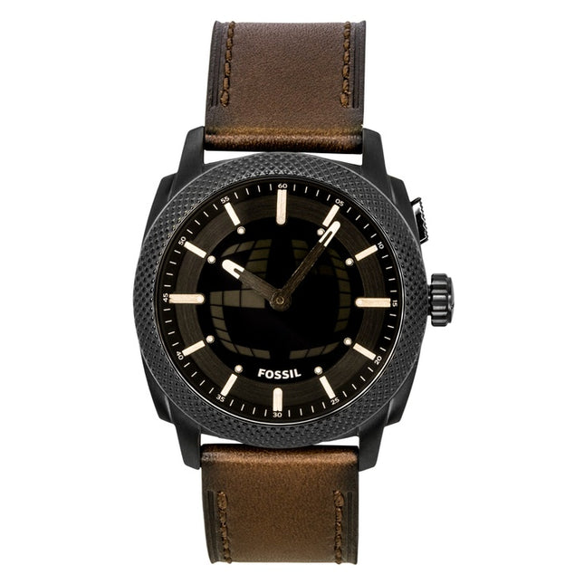 Fossil Machine Big Tic Analog Digital Brown Leather Strap Black Dial Quartz FS6165 Men's Watch