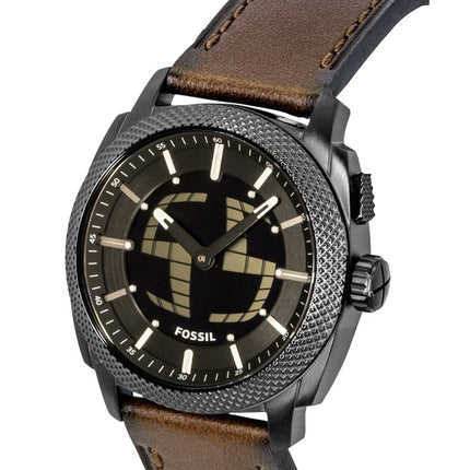 Fossil Machine Big Tic Analog Digital Brown Leather Strap Black Dial Quartz FS6165 Men's Watch
