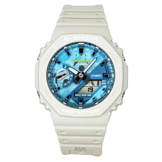 Casio G-Shock Analog Digital Bio-Based Resin Strap Blue Dial Quartz GA-2100AS-5A 200M Men's Watch