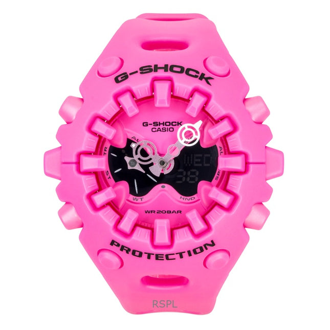 Casio G-Shock Analog Digital Pink Resin Strap Pink Dial Quartz GA-V01-4A 200M Men's Watch