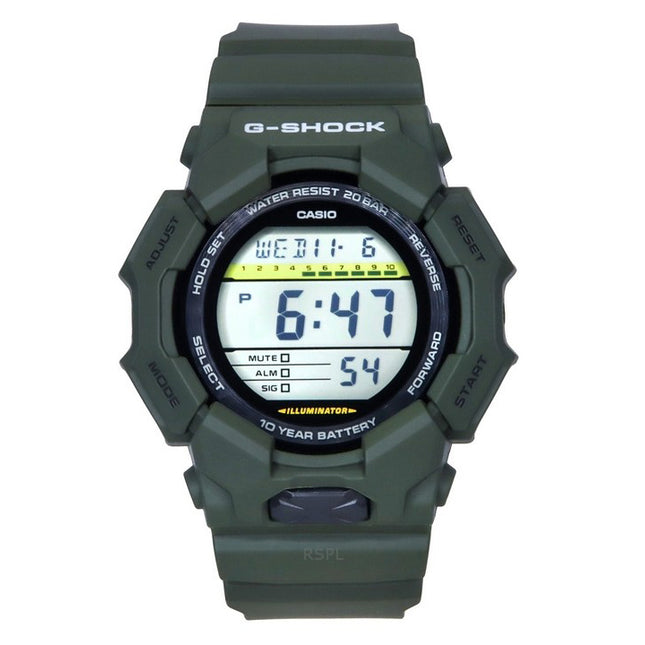 Casio G-Shock Digital Bio-Based Green Resin Strap Black Dial Quartz GD-010-3 200M Men's Watch