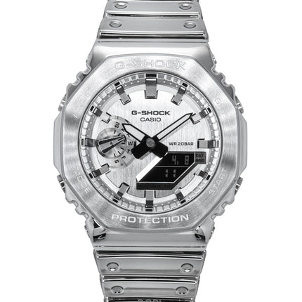 Casio G-Shock G-Steel Fine Metallic Tough Silicone Strap Grey Dial Quartz GM-2100YM-8A 200M Men's Watch