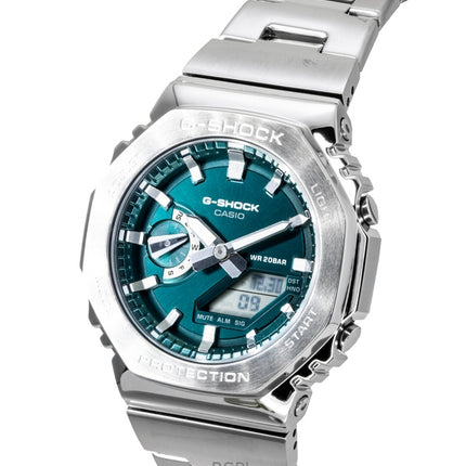 Casio G-Shock G-Steel Analog Digital Stainless Steel Green Dial Quartz GM-2110D-3A1 200M Men's Watch