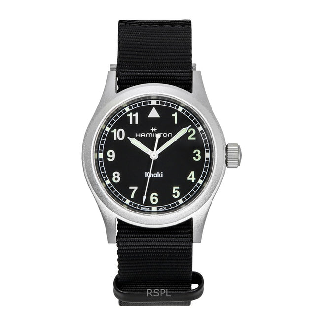 Hamilton Khaki Field Textile Strap Black Dial Quartz H69401430 Unisex Watch