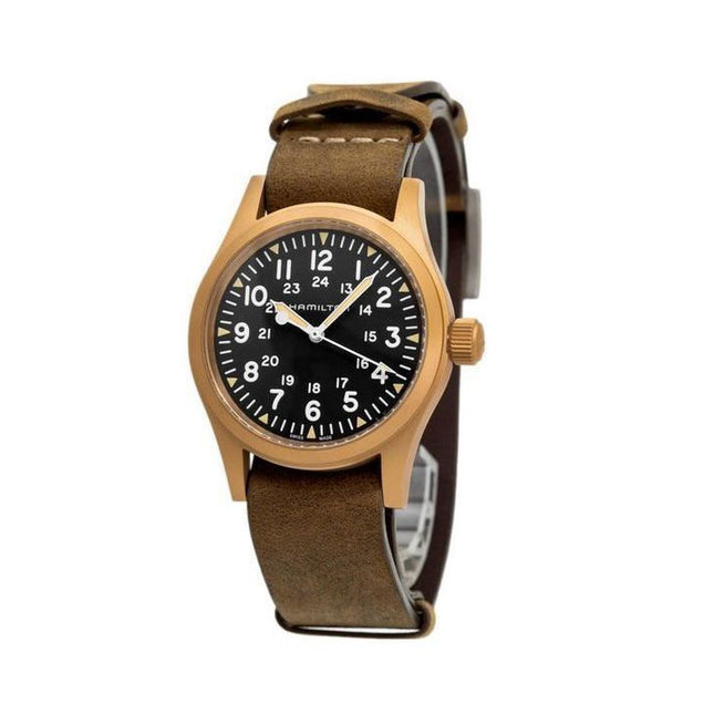 Hamilton Khaki Field Mechanical Bronze Leather Strap Black Dial H69459530 Men's Watch