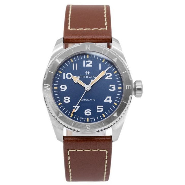 Hamilton Khaki Field Expedition Leather Strap Blue Dial Automatic H70225540 100M Men's Watch