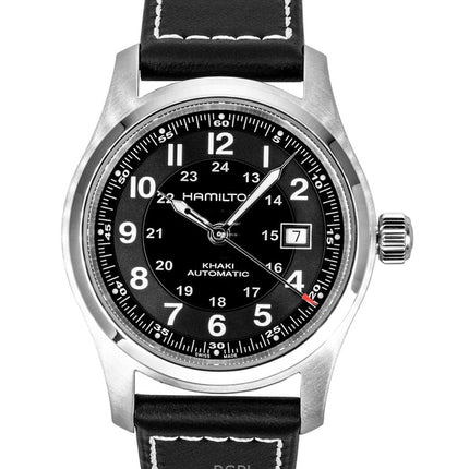 Hamilton Khaki Leather Strap Black Dial Automatic H70605733 100M Men's Watch
