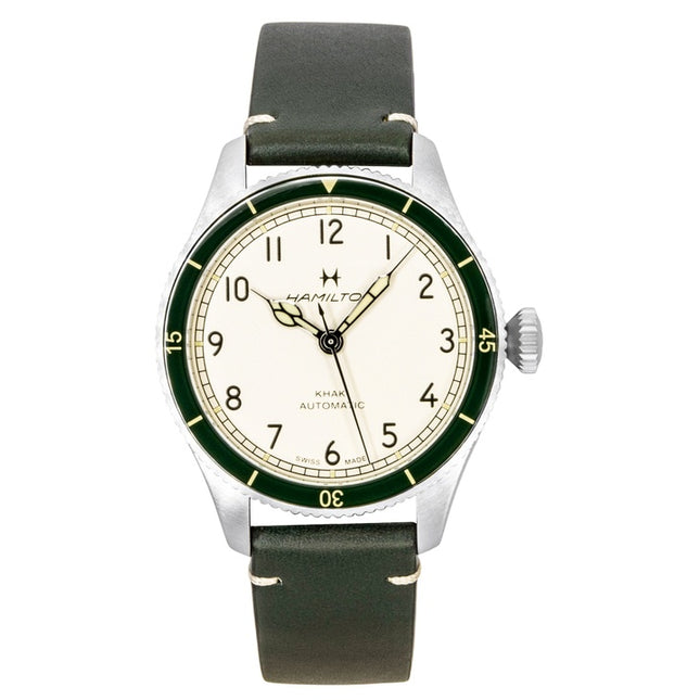 Hamilton Khaki Aviation Pilot Pioneer Leather Strap White Dial Automatic H76255810 100M Men's Watch