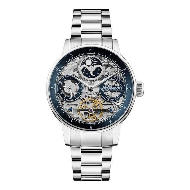 Ingersoll The Jazz Stainless Steel Blue Skeleton Dial Automatic I07707 Mens Watch