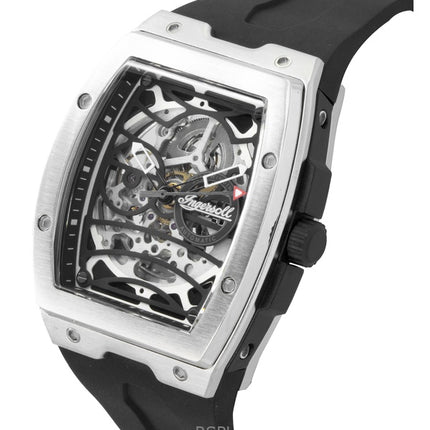 Ingersoll The Challenger Rubber Strap Black Skeleton Dial Automatic I12301 Men's Watch