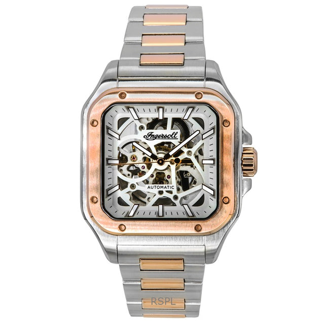Ingersoll The Ollie Two Tone Stainless Steel Grey Skeleton Dial Automatic I14502 Men's Watch